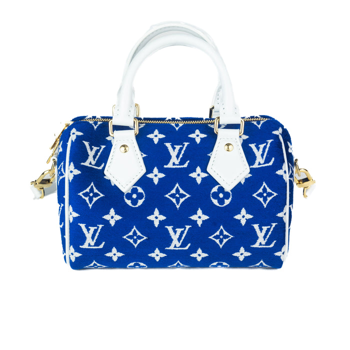 Louis Vuitton Speedy Bandouliere 20 Autres Toiles in Blue Monogram Jacquard Velvet
