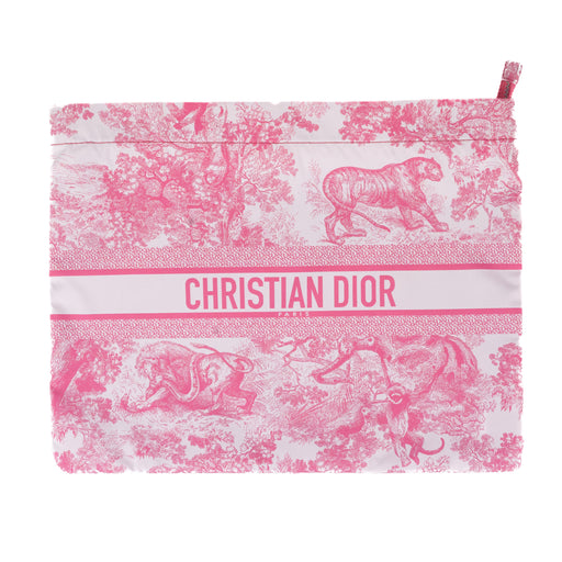 Dior Travel Zipped Pouch in Peony Pink Technical Fabric with Toile de Jouy Motif