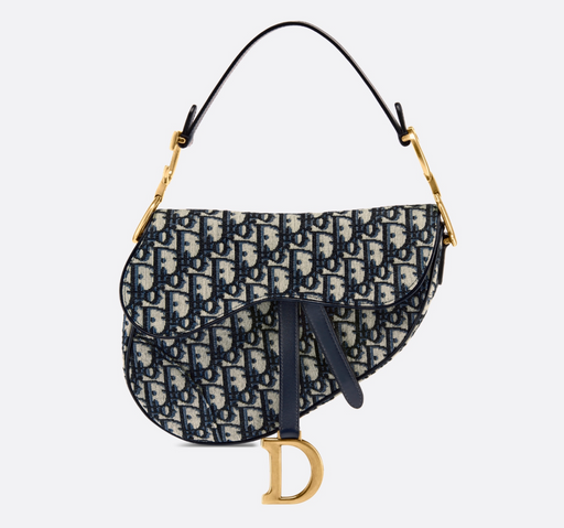 Dior Blue Oblique Jacquard Saddle Bag