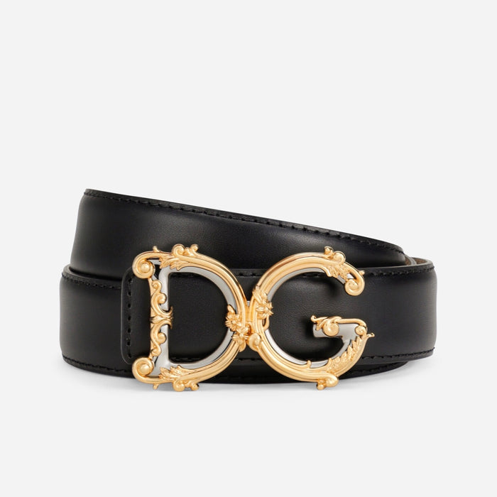 Dolce & Gabbana Leather belt with baroque DG logo